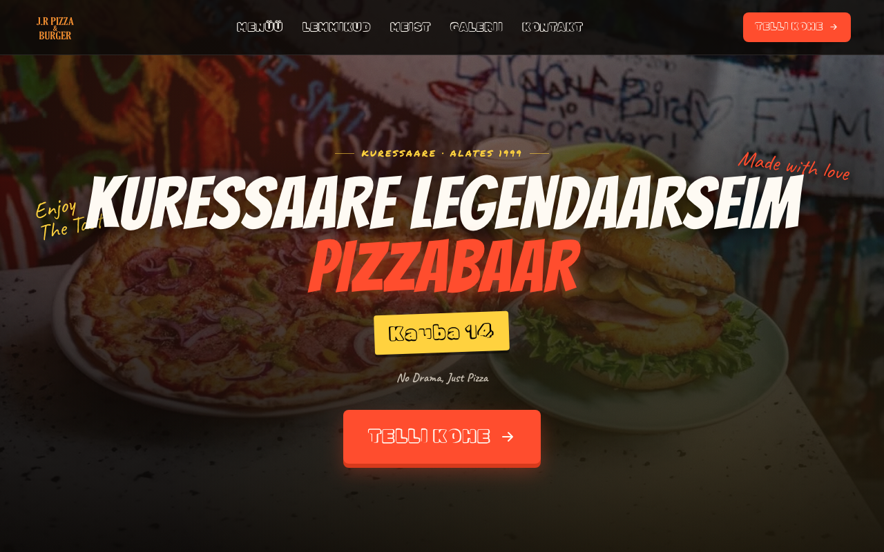 J.R Pizza & Burger Baar veebileht